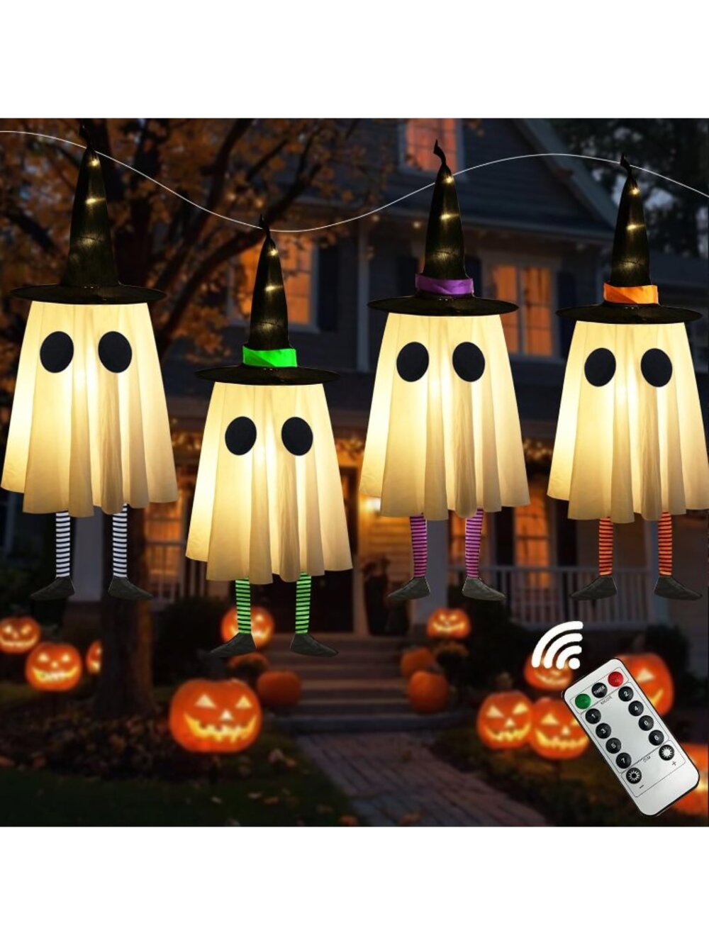 4pcs Remote Control Outdoor Unique Spooky Ghost Halloween Decorations